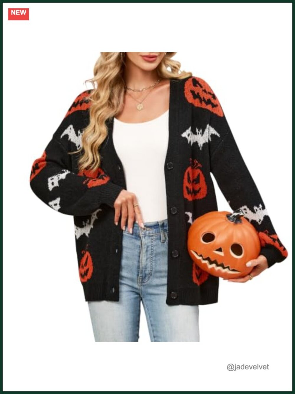 Oversized Pumpkin Bat Knit Cardigan Sweater Fall Halloween Women's